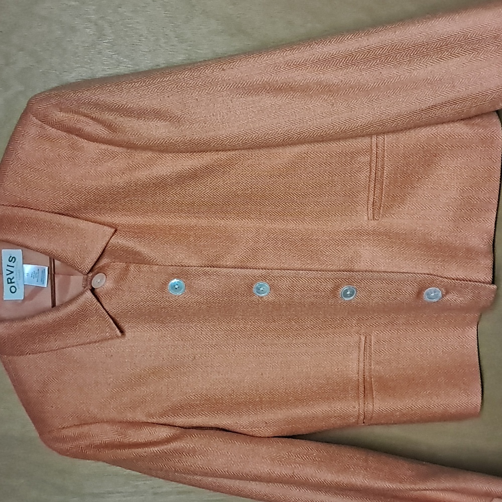 ✨️MAKE AN OFFER✨Orvis silk Jacket Women's size 10 5 Button Pockets Shoulder Pads